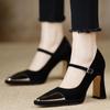Fashionable Versatile Women's Shoes Solid Color Buckle Decorated High Heels Spring and Autumn Women's Shoes for Outer Wear