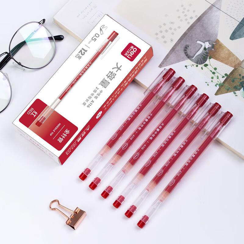 Deli A116 0.5mm Red Gel Pen, Box of 12