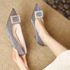 Женские туфли на высоком каблуке с острым носком Новые туфли со стразами и квадратными пуговицами Женские туфли Модные туфли для вечеринок и свадеб Zapatillas Mujer