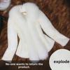 New Women's Short Faux Fur Jacket with Rex Rabbit & Fox Fur Collar, Slim Fit
