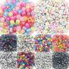 Mixed Letter Acrylic Beads Round Flat Alphabet Digital Cube Loose Spacer Beads For Jewelry Making Handmade Diy Bracelet Necklace