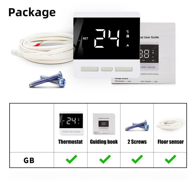 Minco Heat 220В±20% 50Гц МАКС. 25А 44-светодиодный экран Ручной режим кнопок для термостата напольного отопления с внешним датчиком 3 м