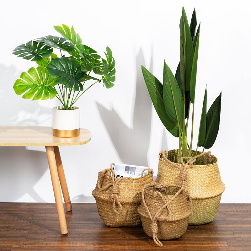 WCIC Новая домашняя подвесная цветочная корзина из морских водорослей с вешалкой, веревка, домашний декор