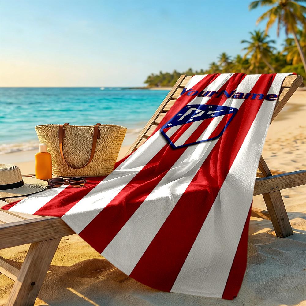 Atletico Madrid Customizable Name Beach Towel Soft Durable Quick-Dry Suitable for Sports Travel Swimming Yoga Bathroom Beach And Pool