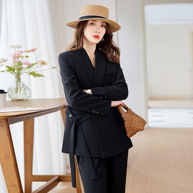 High Quality Stylish and Professional Two-Piece Suit for Women: Unique Sophisticated Blazer and Wide-Leg Pants Set