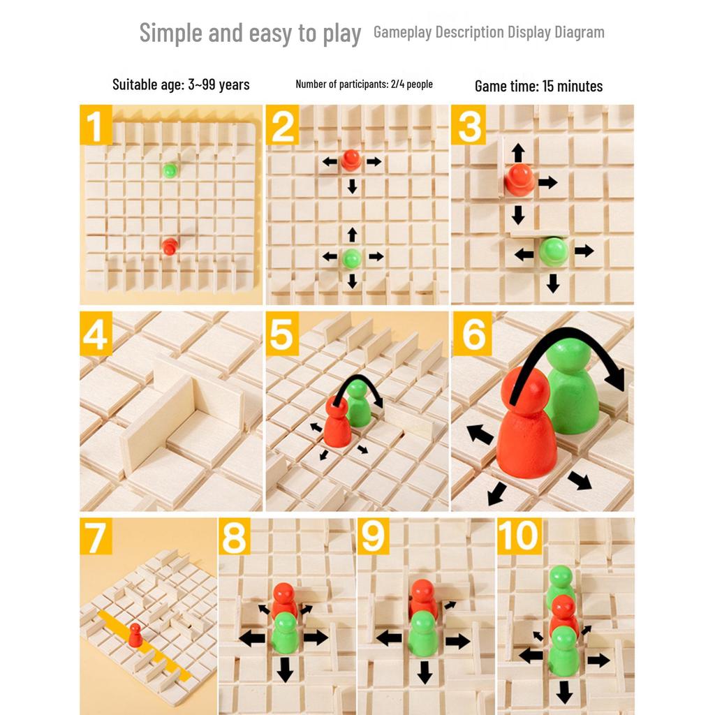 Wooden Two-Player Children's Logic Chess Game – Educational Multi-Player Brain Teaser