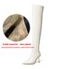 Krazing Pot Microfiber Autumn Winter Shoes stiletto high Heels Brand Shoes Big Size 45 Size 44 Size 46 Women Keep Warm Stretch Over-the-knee Boots
