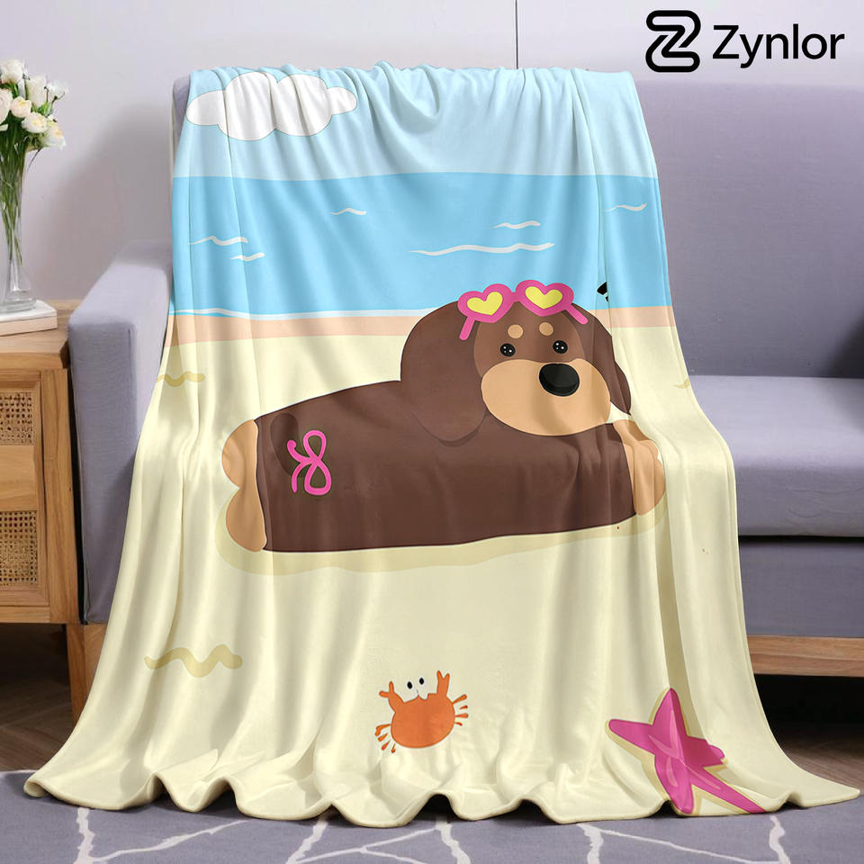 Beach Pup Lightweight Microfiber Soft Christmas Fleece Blanket Warm Cozy Throw for Bed Sofa Office Travel All Season