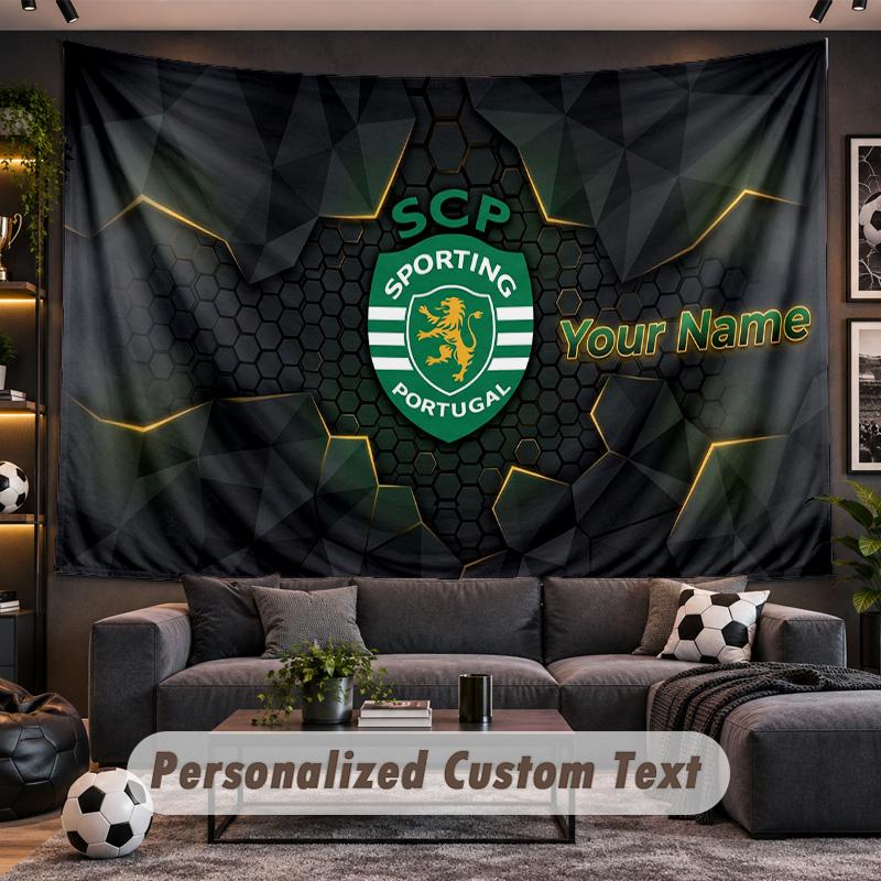 Персонализированный гобелен Sporting CP Поддержка Индивидуальное Имя, Настенное Искусство Домашний Декор