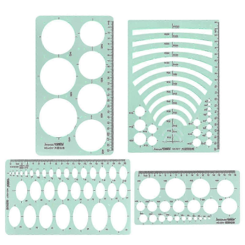 4pcs Measuring Template Stencil Geometric Stencils Multiple Shapes Drawing Tools