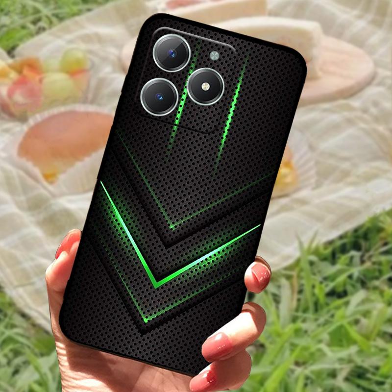 Для Realme C61 4G Чехол Модный Мультяшный Черный Силиконовый Мягкий ТПУ Задняя Крышка Для Oppo Realme C63 Защитные Fundas Coque Чехлы