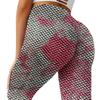 Women Stretch Yoga Leggings Fitness Running Sports Tie-Dye Bubble Hip Lift Pants