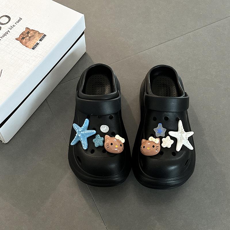 Тапочки женские модные универсальные повседневные милые летние новые пляжные туфли крутые тапочки обувь с отверстиями