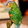Винтажный футляр для украшений с попугаями, с цветным эмалированным покрытием и портативным настольным размером