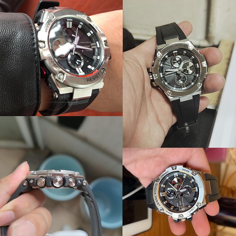 Аксессуары для часов со смоляным ремешком для Casio GST-210 GST-S130 S110 S100 W130L W100 W110 Мужской водонепроницаемый ремешок с петлей из нержавеющей стали