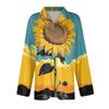 Women's Fashion Leisure Long Sleeve V Neck  Flower Printing  Top