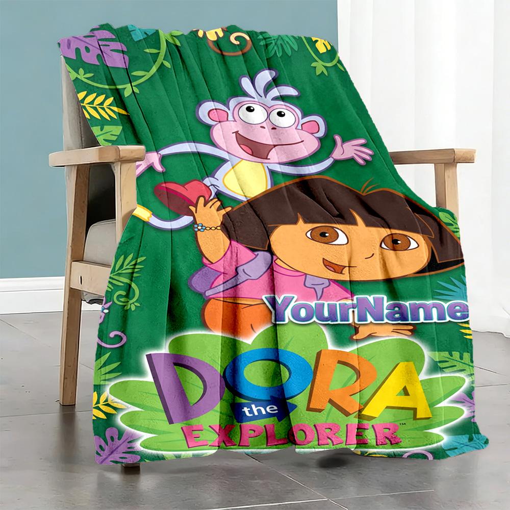 Dora Explorer Personalized Name Blanket Throw Personalized Blanket Durable Comfort Versatile for Sofa Home Decor Office Chair Bedding