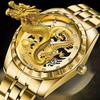 Модные простые часы с календарем Sun Wheel Golden Dragon для мужчин, деловые часы со стальным ремешком