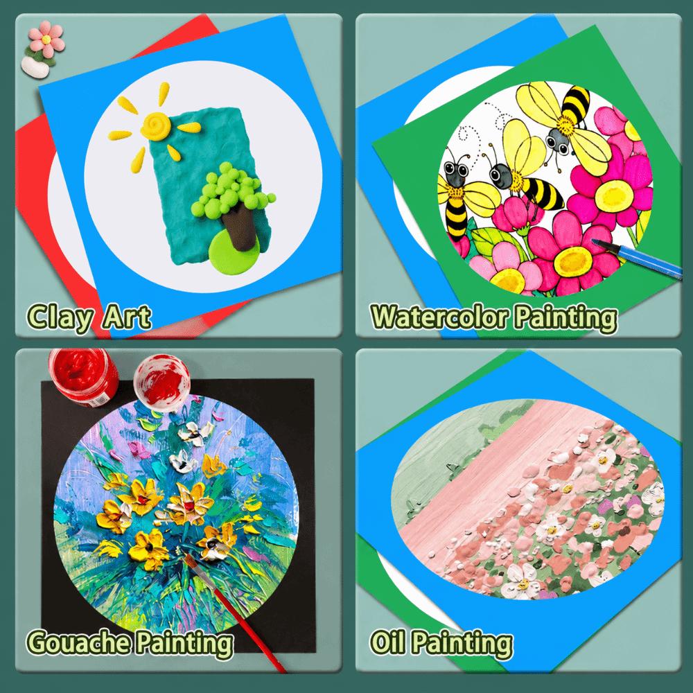 20Pcs Paper Drawing Mat Board Square Outer Round Inner Vintage Sketch Paper Mat Lightweight Art Mount Kid Drawing Creation