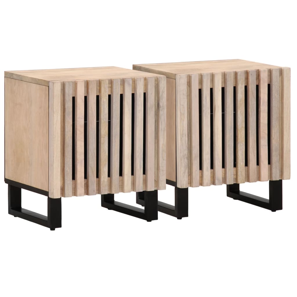 Nightstands 2 Pcs. 40x34x46 cm Bleached Solid Mango Wood