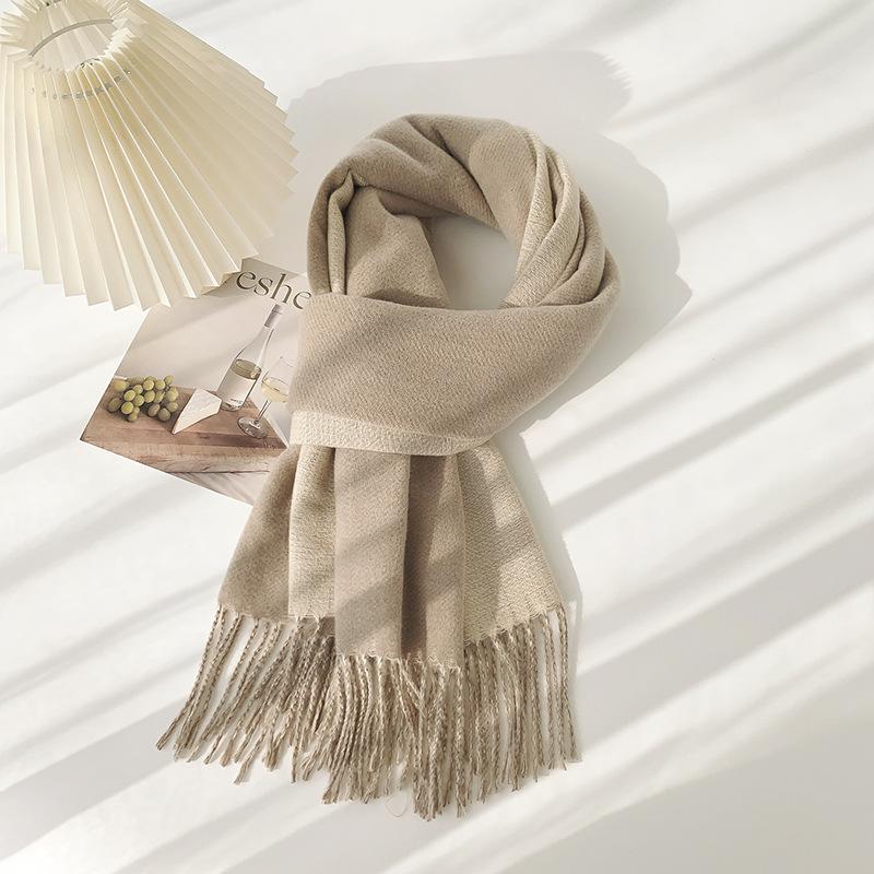 35 цветов 2024 осень и зима новый двухсторонний однотонный искусственный кашемировый кисточный платок утолщенный теплый шарф для мужчин и женщин