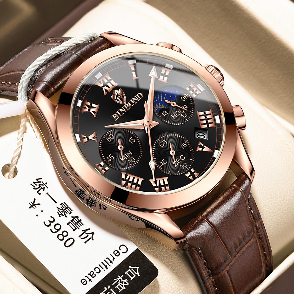BINBOND with Gift Box Luxury Crocodile Leather Watch Analog Quarzt Wirst Watches Trendy Gifts