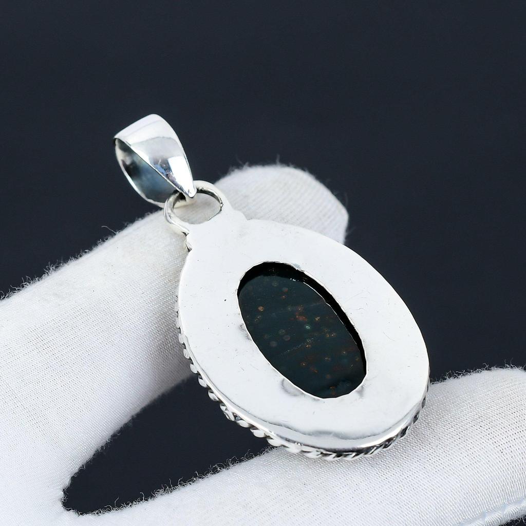 Bloodstone Gemstone Handmade 925 Sterling Silver Jewelry Pendant, Natural Bloodstone, Holiday Gift for Her Jewelry for Special Occasions