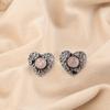 Heart Chakra Rose Quartz Stone Sterling Silver Stud Push Back Wife Gift Earrings EE-143-21