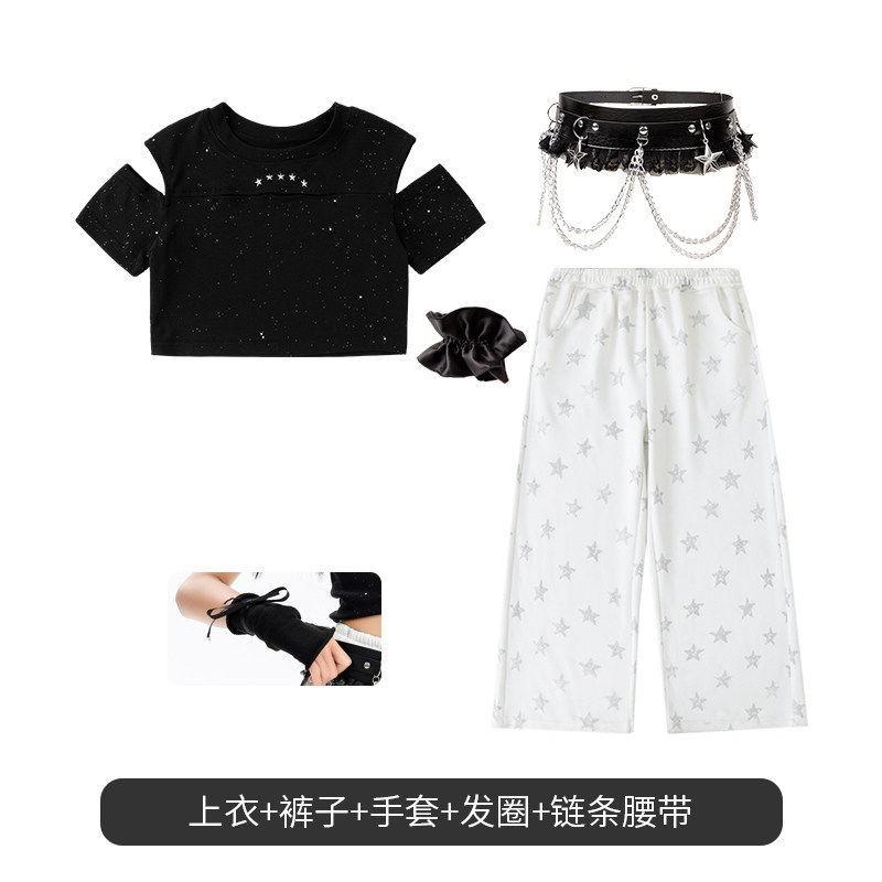 Girls Hip Hop Dance Set Kids Jazz Performance Outfit Streetwear Children
