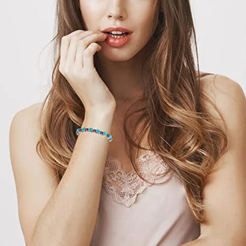 Женский классический оздоровительный браслет медного цвета с имитацией бирюзы для женщин, синий камень, магнитный, модный женский браслет, био-украшение