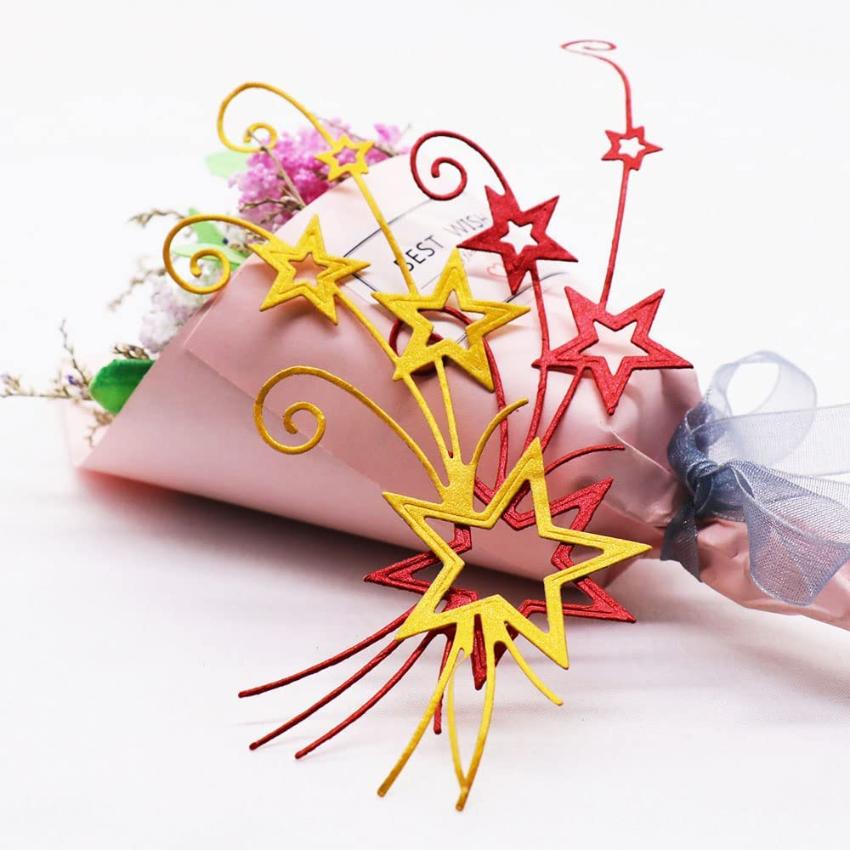 Рождественский букет со звездами, металлические высечки, шаблон «сделай сам», металлические штампы для резки альбома, тиснение, бумажные штампы для изготовления карт, скрапбукинг