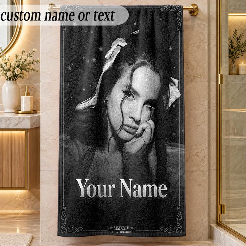 Beach TowelLana Del Rey Custom Name Text Personalized Soft Towel for Beach Pool Indoor Home Decor Gift