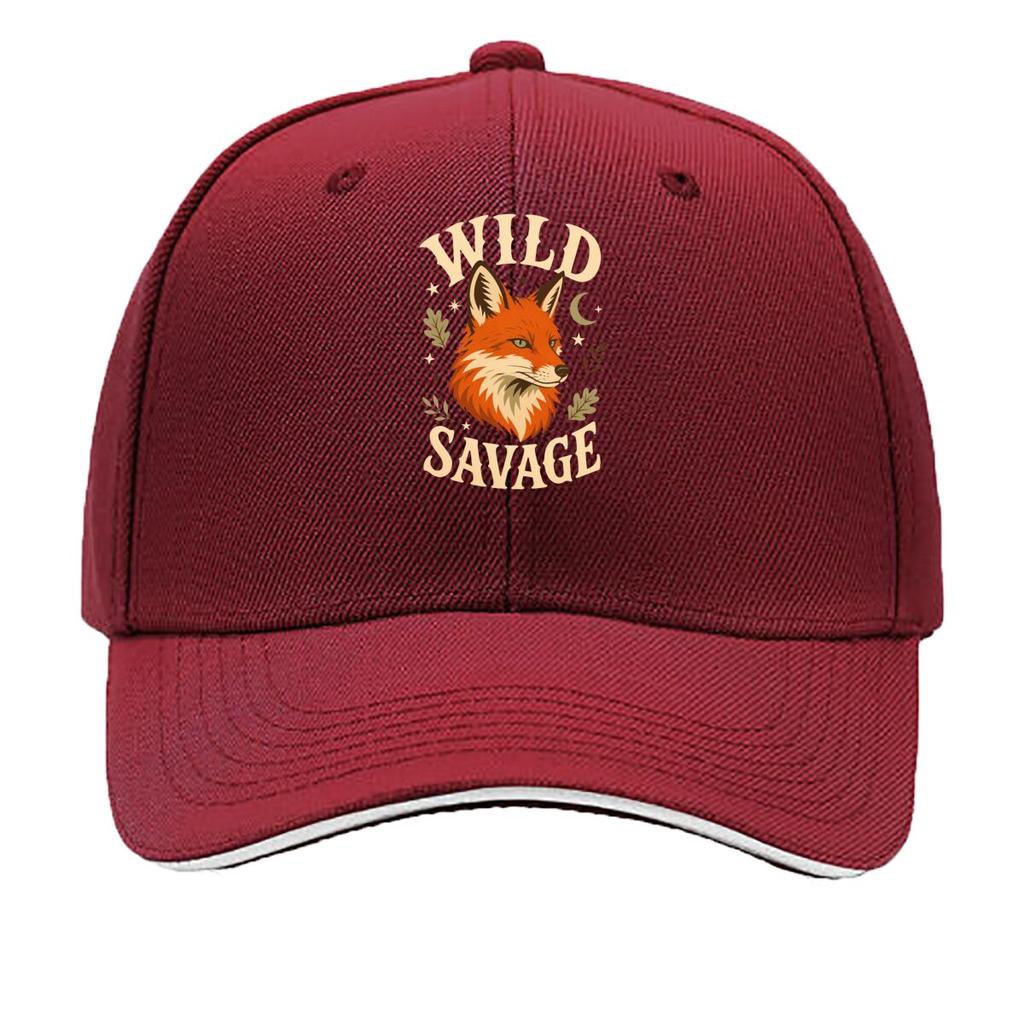 Playful Fox Spirit Nature Lettering Sandwich Baseball Cap Sun Cap Outdoor Workouts Hat