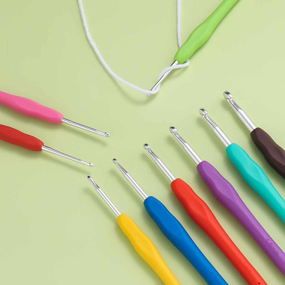 1Pc Crochet Hooks Hand Knitted Crochet Colorful Rubber Handle Knitting Ergonomics Handle Diy Jewelry Making Crochet
