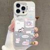 Серебристо-розовый мультяшный чехол для телефона, совместимый с iPhone 17, 16 Pro, 15 Pro Max, 14 Pro, 13