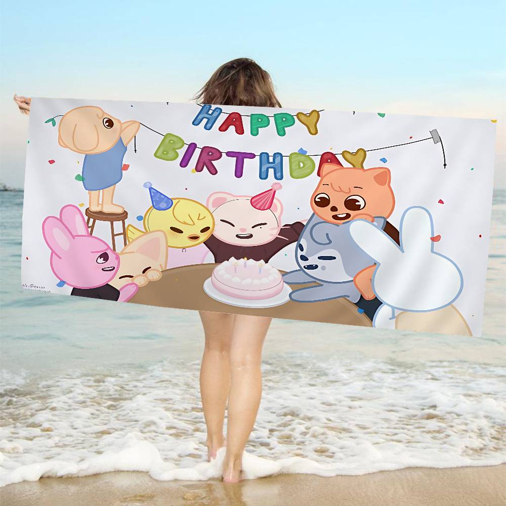 S-StrayS COOL K-Kids Kpop Microfiber Printed Beach Towel Mountain Climbing Yoga Beach Swimming Running Absorbent Soft Towel