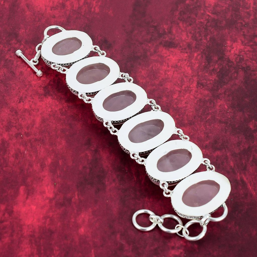 Rose Quartz 925 Solid Sterling Silver Bracelet & Necklace Jewelry Set, Beautiful Handmade Gemstone Jewelry Set, Adjustable Chain Jewelry for Her