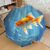 1pc Goldfish Swimming in Water Umbrella with Plastic Handle,Suitable for All Seasons Home Travel Outdoor UmbrellaDD1698