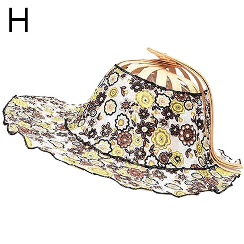 New Summer Outdoor Sports Beach Sun Shading Fashion Bamboo Fan Hat Foldable Bamboo Multifunctional Tourism Fan Hat Decoration