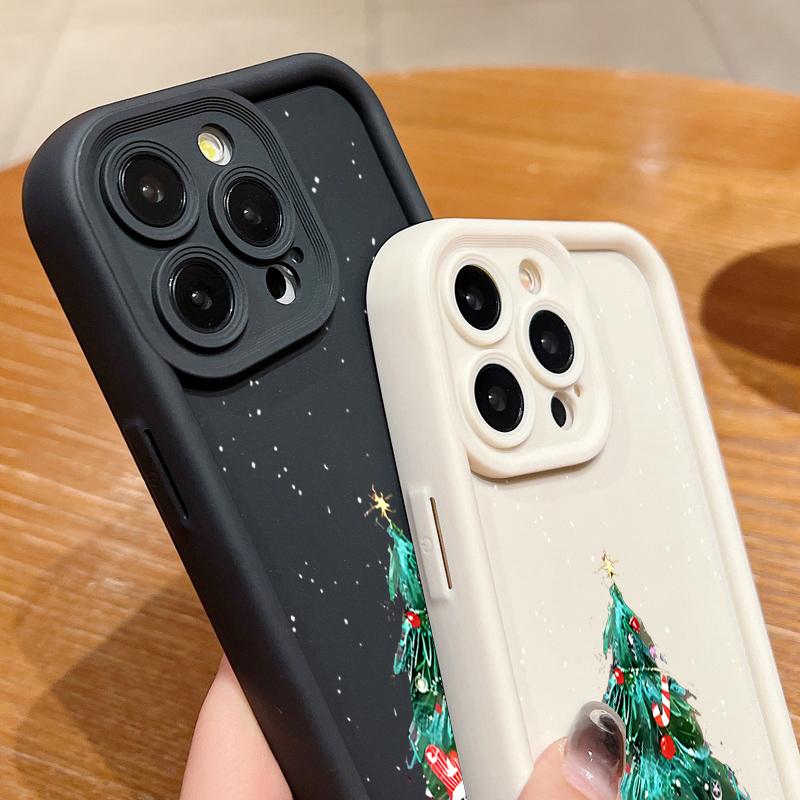 Christmas Tree Pattern Case For iPhone 17 Air 16e 16 15 14 Pro Max 13 17 Pro Max 17 Pro 17 Shockproof Soft TPU Silicone Phone Cover Funda