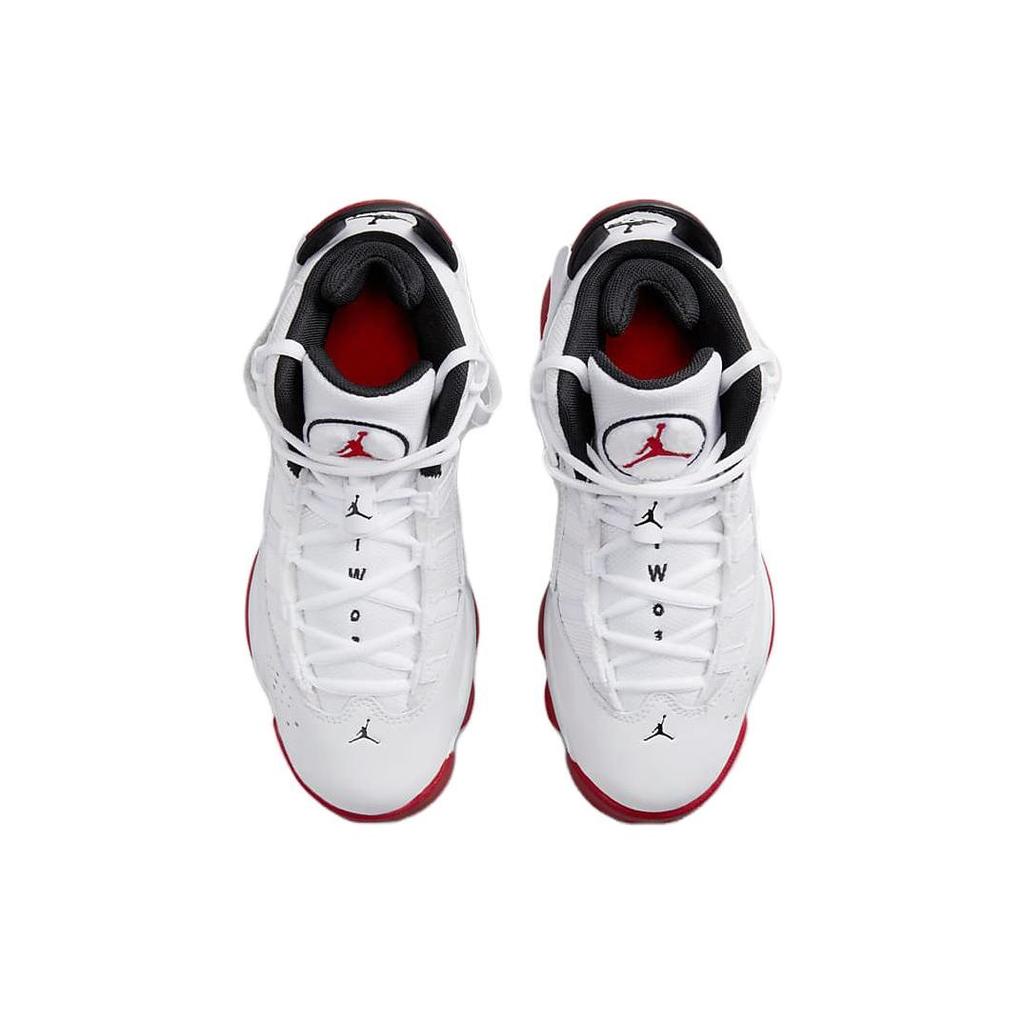 Кроссовки Air Jordan 6 Rings GS Белые Университетский красный Детские Черные 323419-160