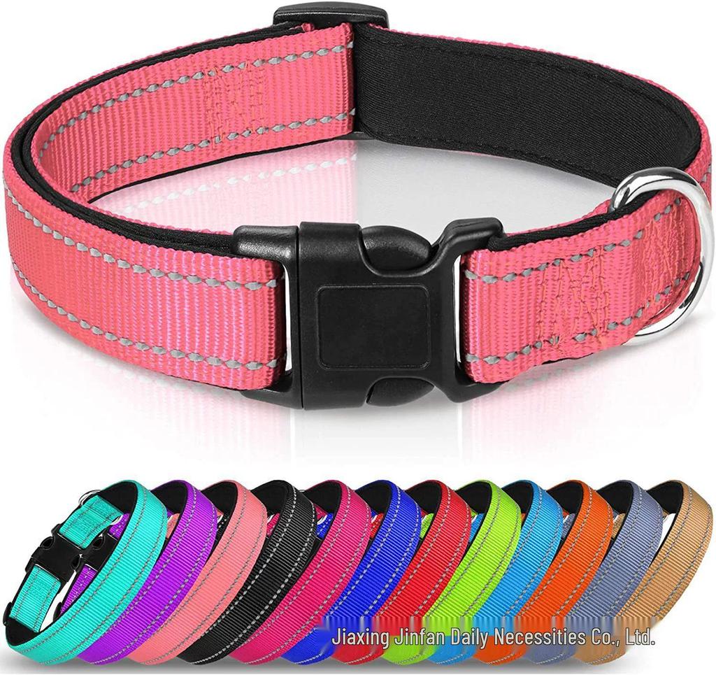 Adjustable Reflective Breathable Nylon Dog Collar and Leash Set - Medium Size