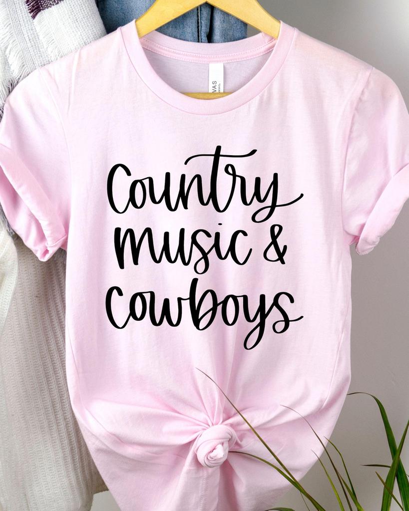 Country Music & Cowboys T-Shirt | Script Graphics, Western Music Theme, 7 colors