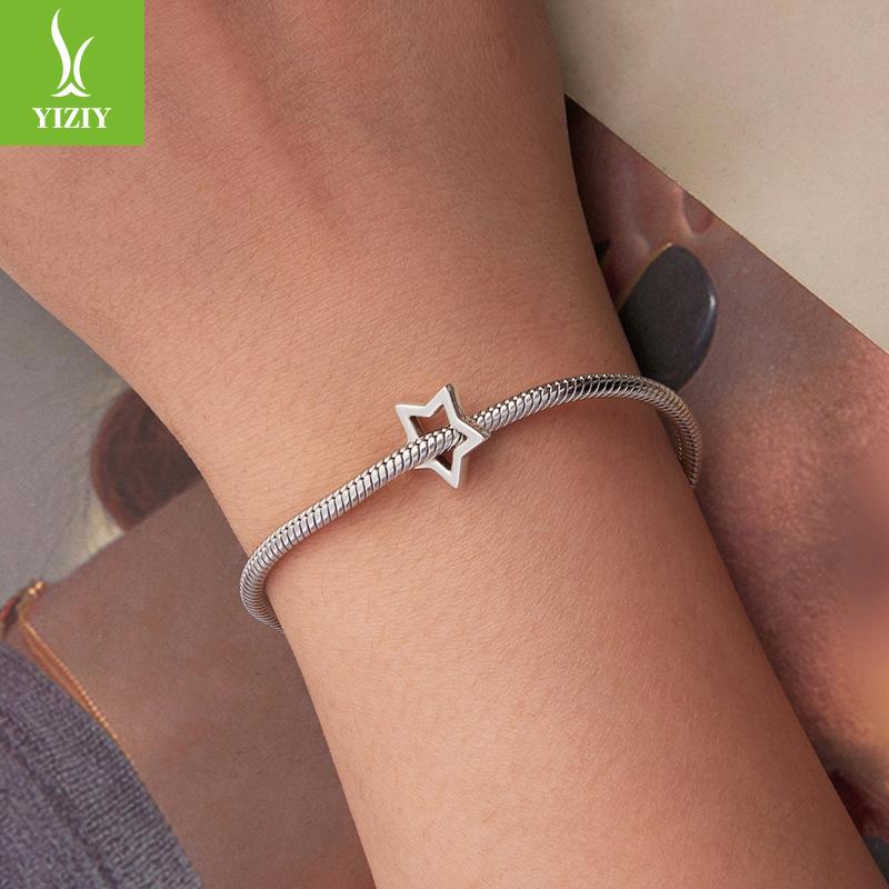 S925 Sterling Silver Star Beaded Loose Beads, Simple And Classic Five-Pointed Star Versatile Jewelry Accessories