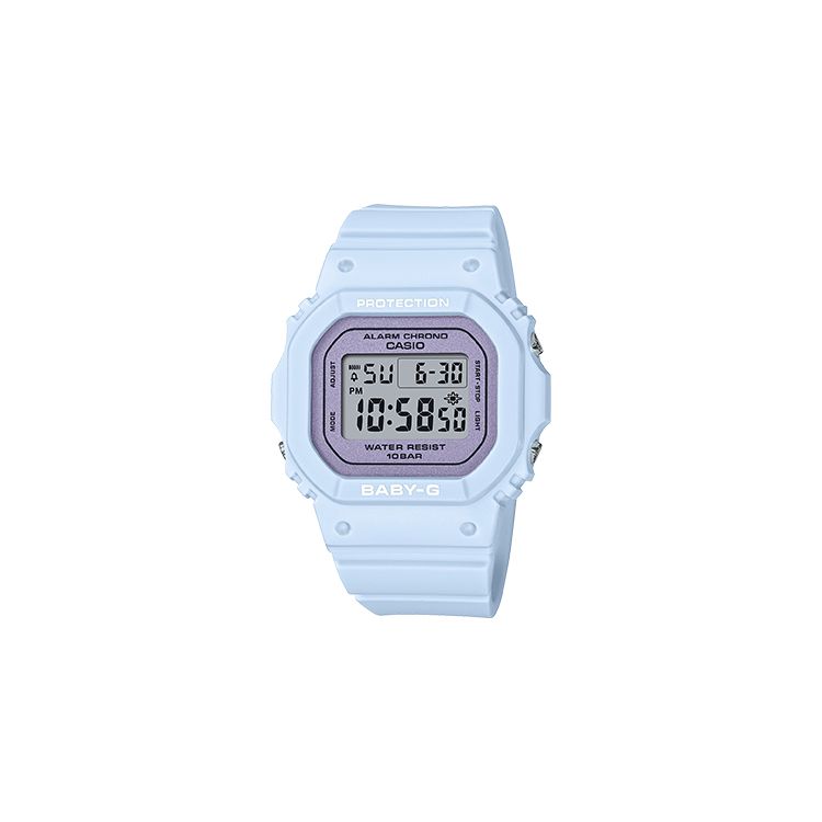 Casio Серия Baby-G Маленькие Квадратные Спортивные Водонепроницаемые Кварцевые Часы Унисекс Часы Макаронно-Синие BGD-565SC-2PR