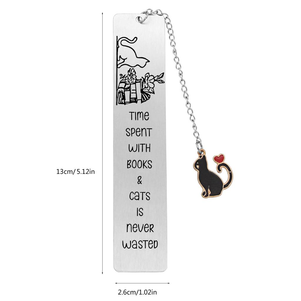 Закладки из нержавеющей стали с подвесками в виде кошек, закладки для книг, разделители страниц, подарок учителю, читателю, другу