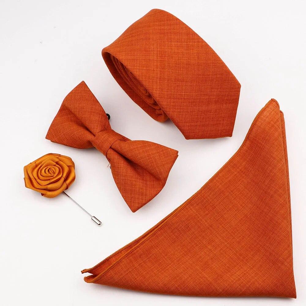 Комплект галстуков из 4 предметов, мужской, шалфейный зеленый, хлопковый галстук-бабочка, брошь-запонка, для костюма жениха, свадьба,