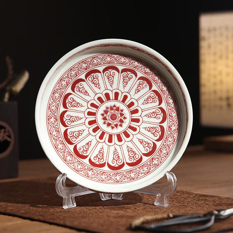 Retro Blue & White Ceramic Tea Lid Rest Coaster