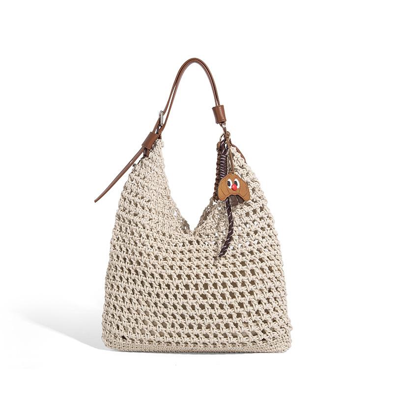 Hand-woven Straw Bag for Women, Large Capacity, 2025 New Summer Style, Single Shoulder Crossbody, Beach Vacation Tote Bag