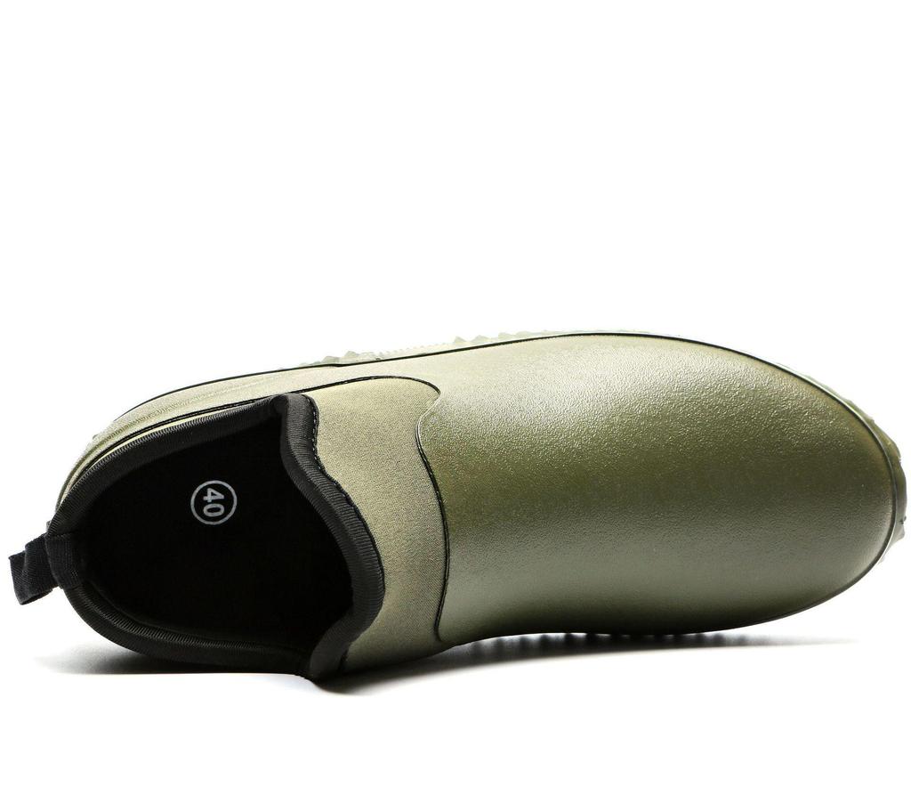 Мужские короткие армейские зеленые резиновые сапоги с мягкими носками